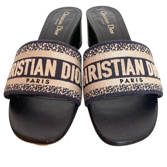 CHRISTIAN DIOR Dway Block Heel Slide Sandals Mules \\ 39 - Picture 4 of 10